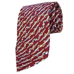 Venezia Men's Red Equestrian style Silk Tie‎ Classic Length 59” x 3.5”